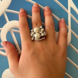 Custom Adjustable Rhinestones and pearls ring